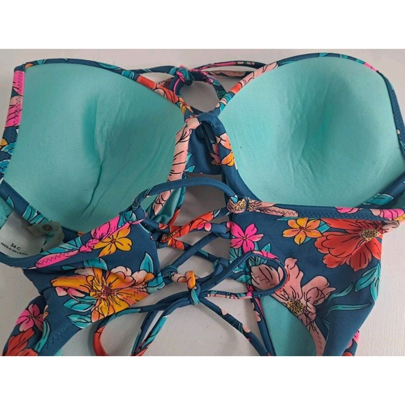 Shade & Shore Women's Size 34C Green Cut Out Padded Underwire One Piece Swimsuit - Picture 5 of 5